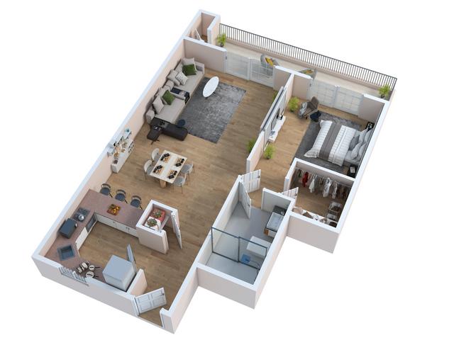 Independent Living 1 Bedroom 1 Bath Plan A